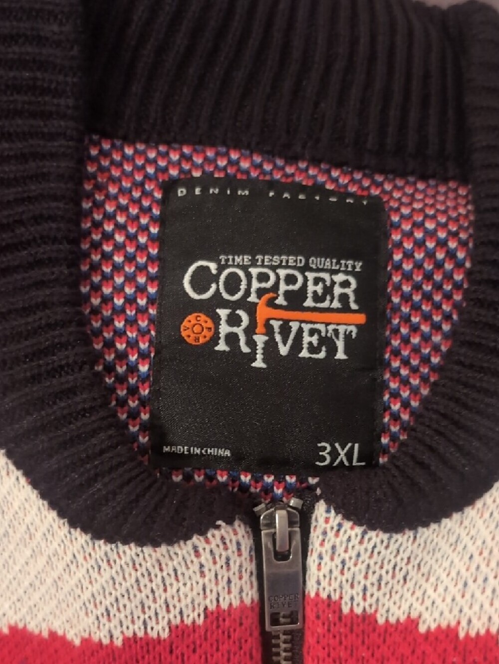 Copper Rivet Men’s Red Racing Zip-Up Sweater - Picture 2 of 5